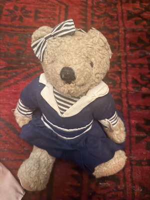 Vintage BULA Toys Plush Bear used, sailor style, made in Greece
