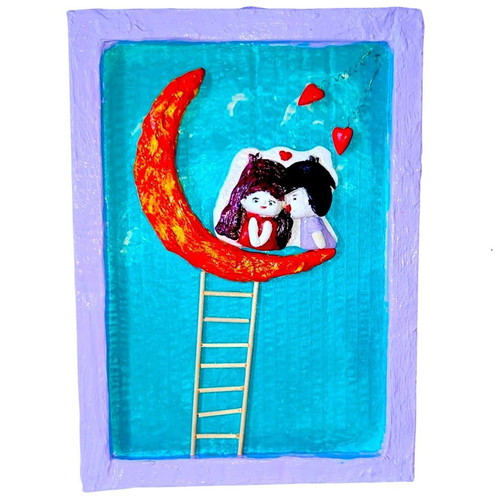Handmade Valentine’s Day frame with loving couple