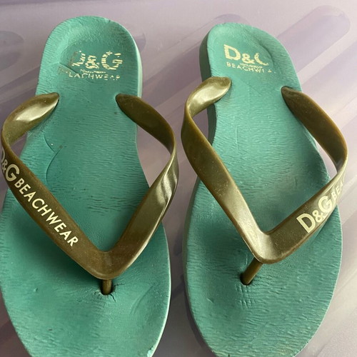 D&G authentic flip-flops used, medium size, white and turquoise