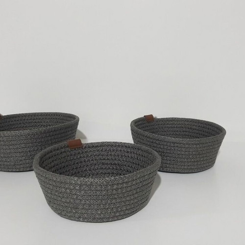 Set of 3 decorative baskets new, anthracite color