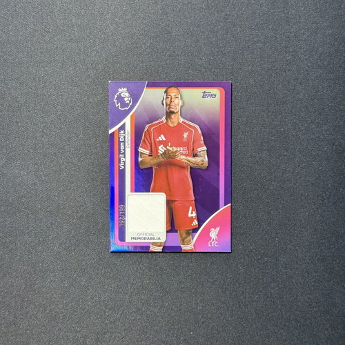 Virgil van Dijk 2025-26 Topps Premier League Premier Relics Purple Rainbow card used