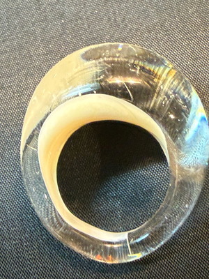 Handmade glass ring like new, transparent, size 21-22