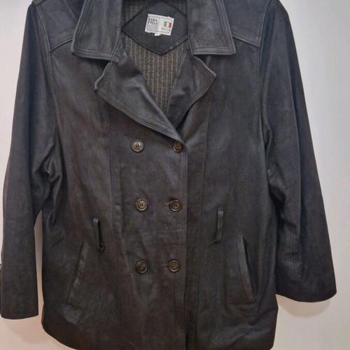 Vera Pelle custom women's leather jacket used, dark brown and black