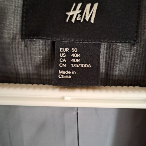 H&M blazer gray checkered with black collar like new