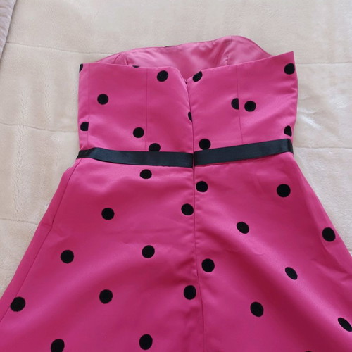 Vintage strapless dress used, size S, pink