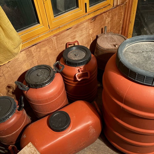 Plastic barrels like new for winemaking, various sizes