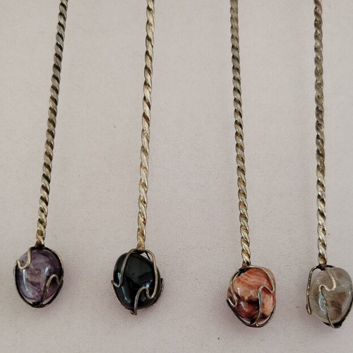 Werner Rupp metal spoons set of 6 used with semi-precious stones