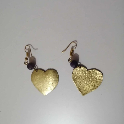 Heart-shaped earrings new, gold-colored