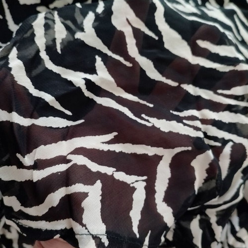 Midi Satin Skirt Lynne used, zebra animal print, black and white