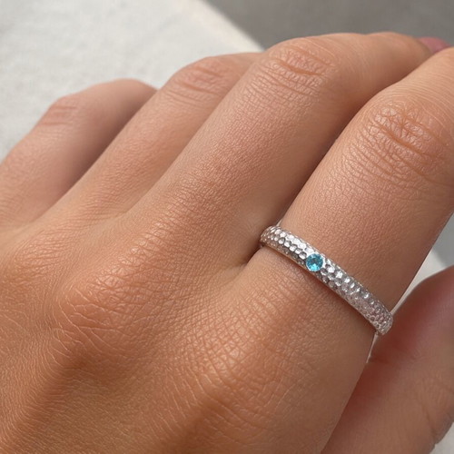 Silver S925 ring with blue stone, adjustable