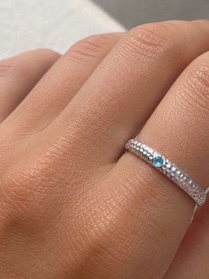 Silver S925 ring with blue stone, adjustable