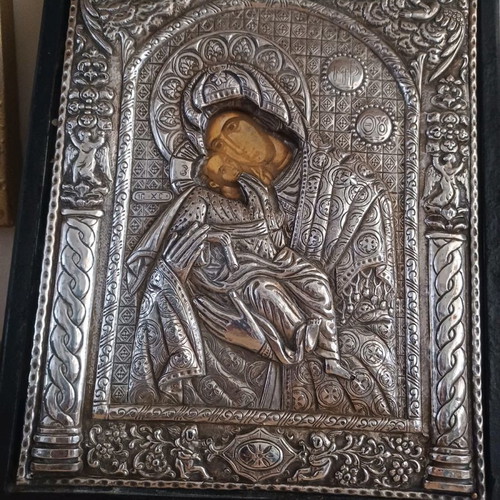 Virgin Mary icon silver 9.50 29.5x23.5 cm