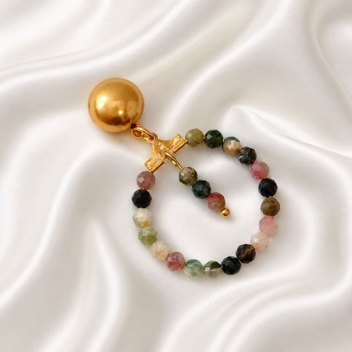 Handmade earrings with stainless steel clasp and tourmaline stones