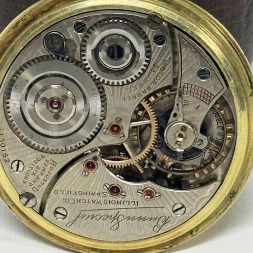 Vintage Illinois Bunn Special pocket watch used, gold 14k