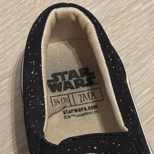 Zara kids shoes Star Wars used, size 34-35, black and white