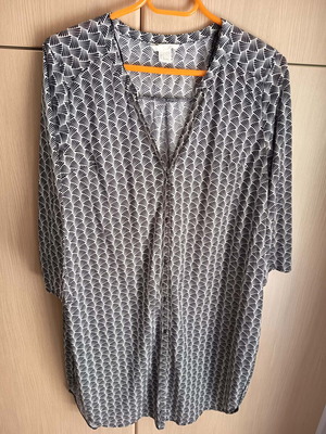 Γυναικεία πουκαμίσα H & M ασπρόμαυρη μεταχειρισμένη, μέγεθος L