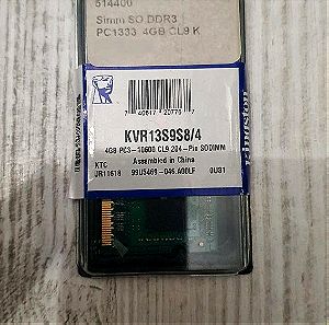 Kingston KVR13S9S8/4 DDR3 PC1333 4GB CL9 SODIMM