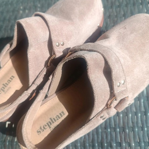 Stephan Paris suede clogs platforms size 38, beige taupe