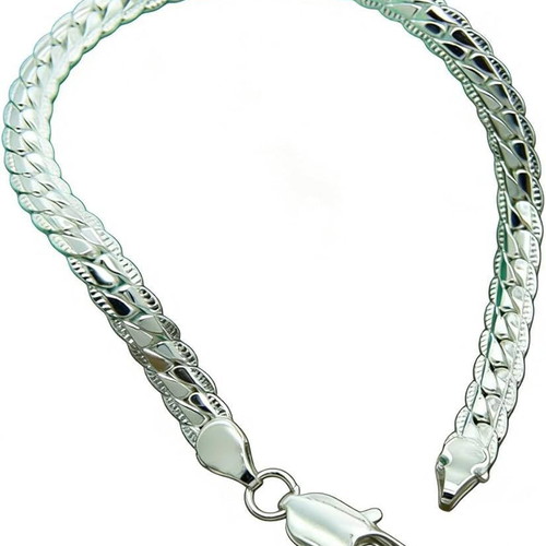 Bracelet chain snake design 18 cm new, silver plated