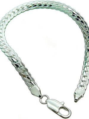 Bracelet chain snake design 18 cm new, silver plated