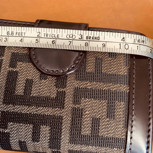Vintage small wallet with geometric pattern, fabric, brown