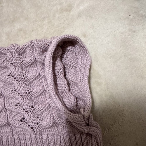 Girls knitted vest cover up like new, purple, size 5 years
