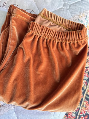 Women's velvet sweatpants size small tan color like new