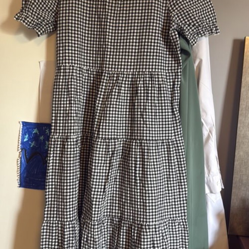 Vichy checked midi dress large like new, black and white