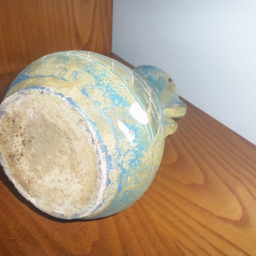 Ceramic decorative vase handmade water jug used, colorful geometric motifs
