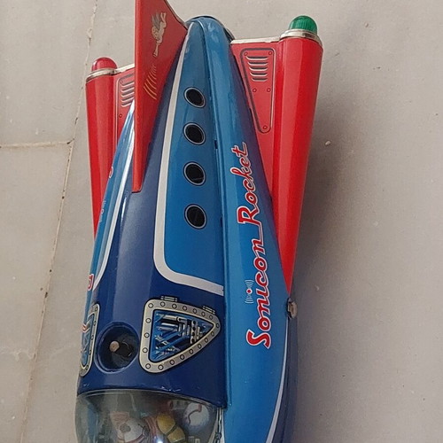 Masdaya Sonicon Space Patrol Car vintage tinplate rocket used