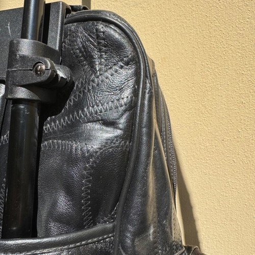 Leather trolley backpack suitcase like new, black