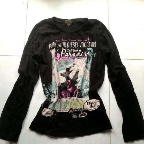 Diesel Y2K original women's long-sleeved top like new, black multicolor
