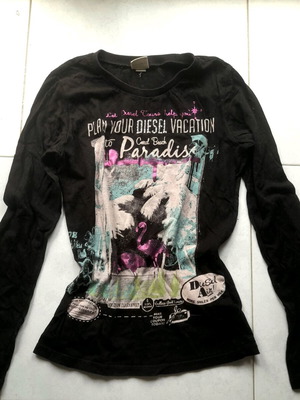 Diesel Y2K original women's long-sleeved top like new, black multicolor