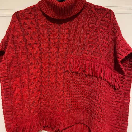 Mixed wool knitted cape Next red like new