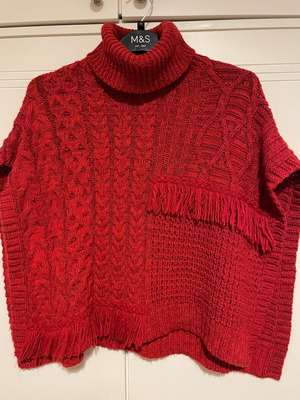 Mixed wool knitted cape Next red like new