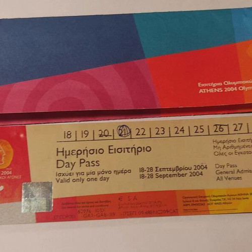 Athens 2004 Paralympic Games Day Pass ticket like new