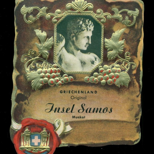 Old embossed Samos wine label in excellent condition