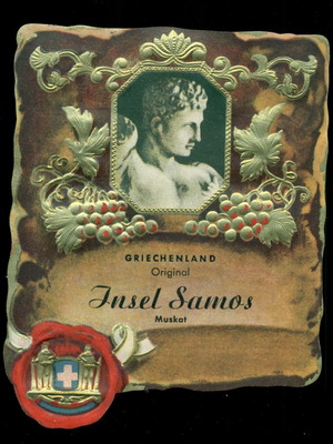 Old embossed Samos wine label in excellent condition