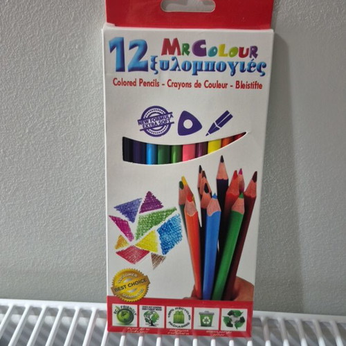 Colored pencils used, pack of 12