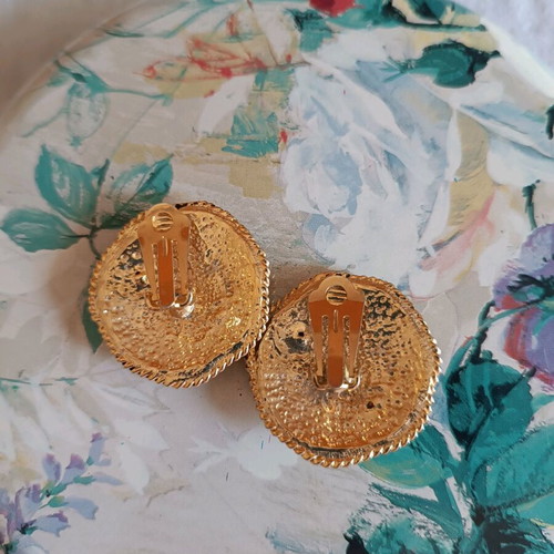 Vintage earrings used with beads, one bead missing