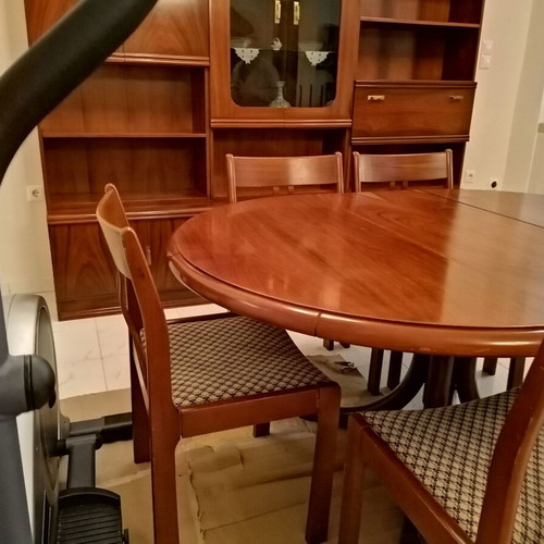 Rosewood dining set with sideboard and 6 chairs like new