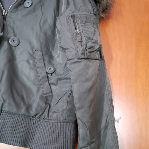 Zara Xdye khaki jacket with hood and fur like new