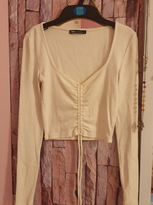 Zara small crop cotton top like new, white, size S