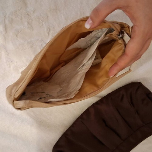 Women's satin bags new, brown and gold, set of 2