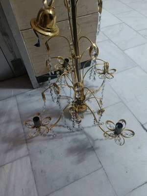 Vintage metal chandelier 4-light used with crystals