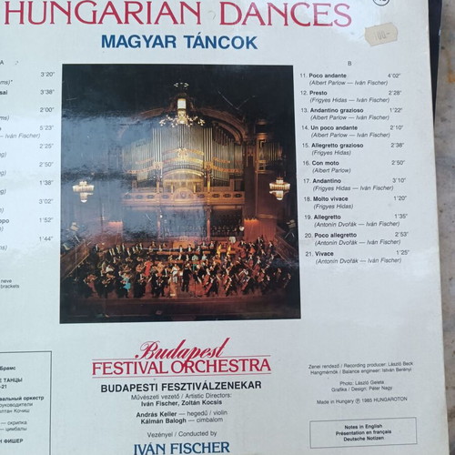 Brahms Hungarian Dances vinyl record like new, classical genre