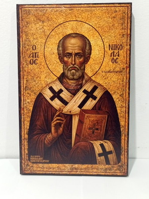 Saint Nicholas icon on wood with UV print