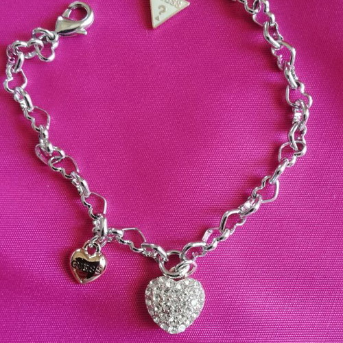 Guess bracelet with golden rose heart charms new
