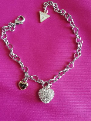 Guess bracelet with golden rose heart charms new