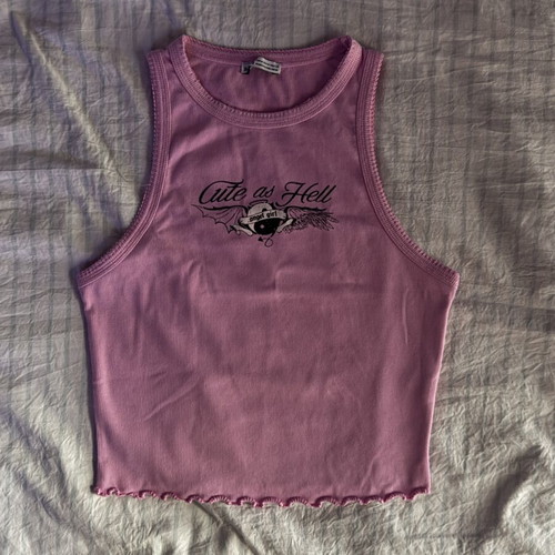 Bershka Y2K Pink Crop Top Like New, Cute as Hell Print